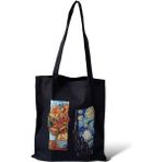 Toz Vintage Kanvas Siyah Çift Taraf Desenli Baskılı Bez Omuz Çantası - 35 x 35