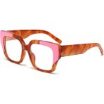 Toz Vintage Kovelle Turuncu - Pembe Detaylı Büyük Çerçeve Vintage Retro Gözlük