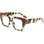 Toz Vintage Kovelle Zebra - Kahve Detaylı Büyük Çerçeve Vintage Retro Gözlük - Şeffaf - Mavi