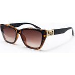 Toz Vintage Kurven Leopar Retro Kare Kemik Gold Detaylı Unisex UV400 Vintage Retro Güneş Gözlüğü - Çok Renkli