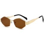 Toz Vintage Lorent Kahverengi Retro Altıgen Metal Unisex UV400 Vintage Retro Güneş Gözlüğü