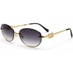 Toz Vintage Luvron Degrade Cam Gold Retro Oval Ince Sap Unisex UV400 Vintage Retro Güneş Gözlüğü - Gri
