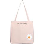 Toz Vintage Mini Papatya Desenli Fermuarlı Bez Omuz Kol Çantası - 35 x 35 - Açık Pembe