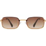 Toz Vintage Ormin Kahverengi Dikdörtgen Siyah Cam Unisex UV400 Vintage Retro Güneş Gözlüğü
