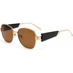 Toz Vintage Plezen Gold Metal Çerçeveli Kahverengi Camlı Oval Vintage Retro Güneş Gözlüğü