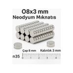 Tp 5 Adet 8X3MM Yuvarlak Neodyum Mıknatıs Güçlü Nikel Kaplamalı Kaliteli Dayanıklı Magnet ( Lisinya )