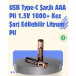 tp Buğz USB Type-C Şarjlı Aaa Lityum Pil 1000+ Şarj Döngüsü ile Uzun Ömür