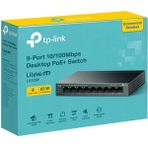 TP-Link LS109P Green Tech 9 Port Megabit 8 Port PoE 63W Yönetilemez Metal Kasalı Switch