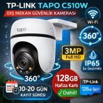 Tp-Link Tapo C510w-128Gb 2K 3Mp 360° Wifi Dış Mekan Güvenlik Kamerası + 128Gb Sd Kart Dahil – Ip65 Su Geçirmez, Hareket Takip, Renkli Gece Görüşlü İnsan Algılama Kamera