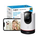 TP-Link Tapo Pan/Tilt Akıllı Güvenlik Kamerası, İç Mekan CCTV, Akıllı AI Algılama ve Bildirim, Yıldız Işığı Sensörü, 2K QHD, Gece Görüşü Alexa ve Google Home ile Çalışır, Hub Gerekmez, SD Depolama