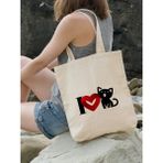 TP Shop Bez Çanta, Kedi Severler Için: "ı Love Cat, Kediyi Seviyorum" Çanta - Çok Renkli