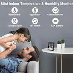 Tp49b Mini Dijital İç Mekan Termometre Nem Ölçer, Gülen Yüz İkonlu Oda Sensörü, Mıknatıslı Isı Takip (Siyah)