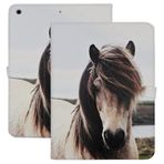 TPACC iPad 10,2 inç (2021/2020/2019 Model, iPad 9/8/7 Nesil) için Kılıf, Premium PU Deri İnce Katlanır Kılıf Ayarlanabilir Stand Kabuk Darbeye Dayanıklı TPU İç Kapak, Kirli Beyaz At