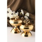 Tr Turan Collection 2'Li Gold Renk Metal Sunum Şekerlik Çikolatalık Mercan Dekorlu