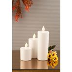 TR Turan Collection 3'lü Pilli Led Silindir Mum 3 Boy, Baton Mum Beyaz Renk