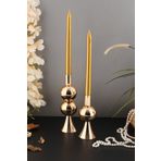 TR Turan Collection ELİT 2'li Şamdan Seti Orta-Küçük Gold Renk Dekoratif Metal Mumluk