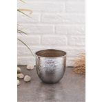 TR Turan Collection GİZEM Metal Dövme Vazo Gümüş Renk Metal Aranjman - ÇİÇEKSİZ