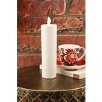 TR Turan Collection Pilli Led Silindir Mum 20 cm, Baton Mum Beyaz Renk