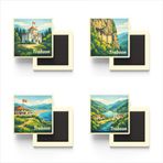 Trabzon - 4'lü Memleket Seti - Baskılı Buzdolap Magneti Kare - 9x9 cm - 4 Adet