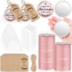 Tradder 50 Set İlham Verici Takdir Hediyeleri Kompakt Aynalar Kadınlar için Toplu Hediye Setleri Cep Makyaj Aynaları Bekarlığa Veda Gelin Partisi Hatıra Hediyesi (Rose Gold, Awesome)