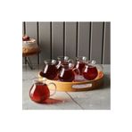 Tradey Sale Plüton Design 6'lı Borosilikat Cam Tombul Kulplu Keyfi Ala Çay Bardağı 220 ml