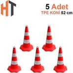 Trafik Konisi 52 cm Çift Reflektifli Tpe-5 Adet - Turuncu