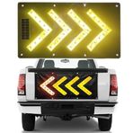 Trafik levhası, 45,7 x 83,8 cm (18 x 33 inç), güneş enerjisiyle çalışan LED mıknatıslı trafik ok levhası – iç ve dış mekanda trafik kontrolü için yanıp sönen yön levhası – uyarı ışığı ve