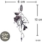 Trakya Tattoo 1-2 Hafta Kalıcı Geçici Minimal Gül Pusula Dövmesi - Siyah