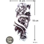 Trakya Tattoo Geçici Dövme 1-2 Hafta Kalıcı Yarım Kol Gül Saat - Siyah