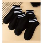Trampler Kısa Çemberli Kolej Unisex Çorap Patik 5 Çift Siyah