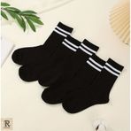 Trampler Unisex 5'li Kolej Çemberli Çorap Siyah Tenis Çorap Siyah - Beyaz