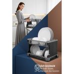 Transformacion 2 Katlı Rattan Dokulu Lüks Bulaşıklık - Kirli Beyaz & Siyah Bulaşık Sepeti 722816