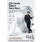 Transformacion 2 Metre Çift Taraflı Şeffaf Akrilik Silikon Nano Bant - Duvar, Halı, Otomobil İçin Çivisiz Güçlü Yapıştırıcı Montaj Bandı 715471
