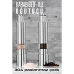Transformacion 2'li Karabiber Tuz Öğütücü Profesyonel 304 Paslanmaz Çelik Manuel Baharat Değirmeni 721622