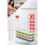 Transformacion 4'lü Set Kapaklı Silikon Buz Kalıbı | Bas-Bırak Kalp Model Pratik Buzluk Kab 721815