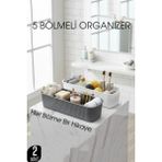 Transformacion 5 Bölmeli Banyo ve Makyaj Organizer Kutusu Gri & Beyaz 2’li Set Tezgah Üstü Düzenleyici 722442