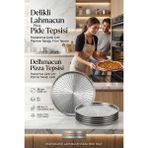 Transformacion 6 Lı Paslanmaz Çelik Pizza-Lahmacun Tepsisi – Delikli Tasarım ile Mükemmel Pişirme 28 cm 722230