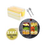 Transformacion 717977 12+2 Adet Krem Sarı Pianca 2 Katlı Yemek Kabı