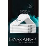 Transformacion 719132 12 Adet Montague Design Beyaz Ahşap Elbise Askısı