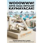 Transformacion 8'li Set Masa Örtüsü Mandalı Sabitleyici Klips , Yaylı Pratik Piknik Bahçe Parti Masası Tutucu 718290 - 10 x 10 cm - Beyaz