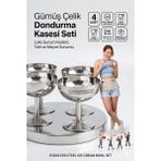 Transformacion Heidi Serisi 4’lü Paslanmaz Çelik Lüks Dondurma ve Sunum Kasesi Seti 7.5 cm 722887 - 4 LU HEIDI 7.5 CM