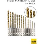 Transformacion Hss Matkap Ucu 1/4 Hex 13 Parça Hss Tungsten Karbür Matkap Uç 1.5-6.5mm Titanyum 722460 - HSS 13 LU