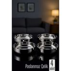 Transformacion Paslanmaz Yuvarlak Küllük - Metal Kül Tablası - Masaüstü Küllük 4 Lü 722217 - Gümüş - 4 ADET