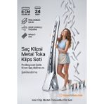 Transformacion Saç Klipsi Metal Toka Profesyonel 8 cm Metal Saç Klipsi 24'lü Set - Çelik Krom Kaplama Kuaför Tipi Bölme ve Şekillendirme Tokası - Dayanıklı Berber Seksiyon Klipsi 723335 - 24 ADET