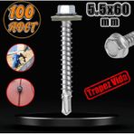 Trapez Cati Vidasi 5.5X60 Mm Paket 100 Adet Matkap Uclu Sac Akilli Vida Cati Panel Metal Agac Vidasi