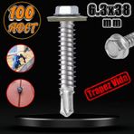 Trapez Cati Vidasi 6.3X38 Mm Paket 100 Adet Matkap Uclu Sac Akilli Vida Cati Panel Metal Agac Vidasi