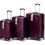 Travel POLO A1004 Abs 3'lü Valiz Seti (Orta+Büyük+Makyaj) Mor