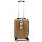 Travel POLO A1004 Abs Makyaj Çantası Orta ve Büyük Boy Gold 3'lü Valiz Seti