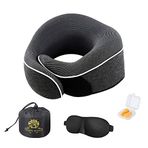 Travel Royale Boyun Yastık Başı, Çene, Boyun 360° Destek Yastığı Ayarlanabilir%100 Saf Hafızalı Köpük Yastık Uçaklar, Araba ve Ev için, Ergonomik Tasarım Tam Boyun Surround Paket Göz Üstü ve Kulak