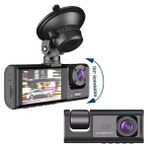 Travel Trafik Kayıt Cihazı, Çift Kameralı Dikiz Aynası Tipi Full Hd Araç Kamerası Hırsızlığa Karşı Koruma - Siyah